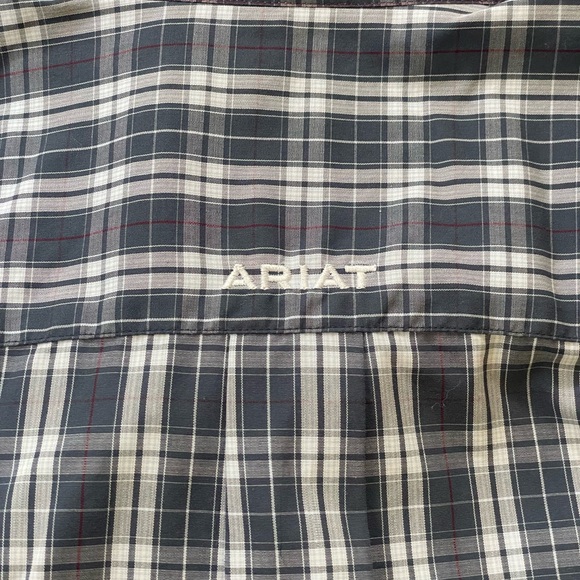 Ariat Wrinkle Free Check Shirt Men's XL Long Sleeve Blue White Button Down Work - Picture 7 of 9